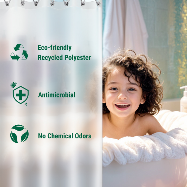 BOWERY HOME | Recycled Polyester Shower Curtain Liner - Frosted / 4G
