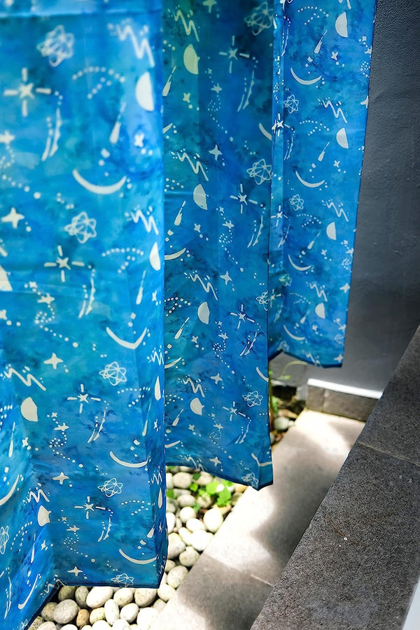 Moon Night Blue Shower Curtain Liner