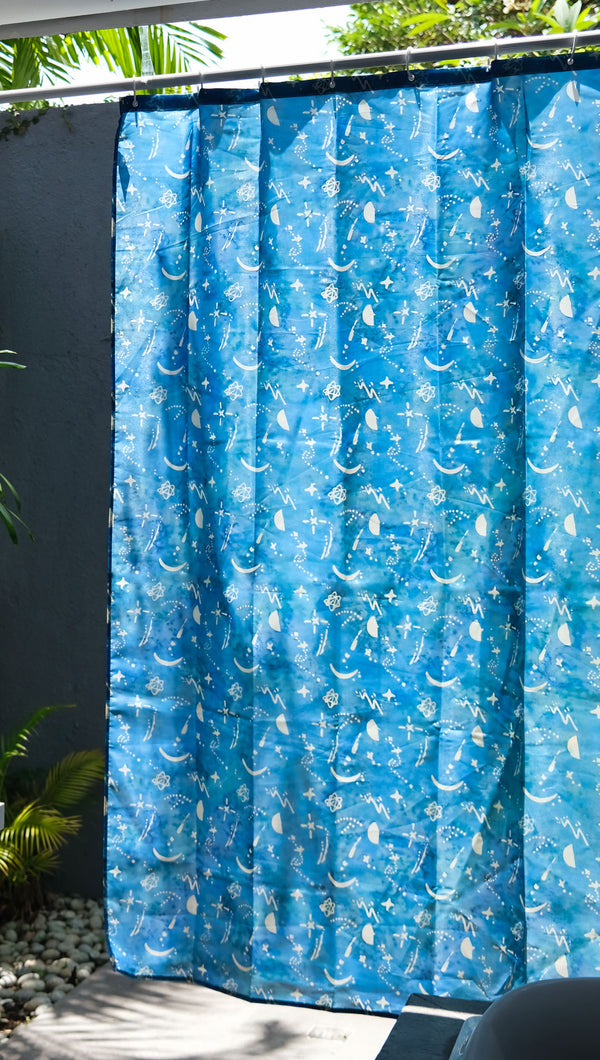 Moon Night Blue Shower Curtain Liner