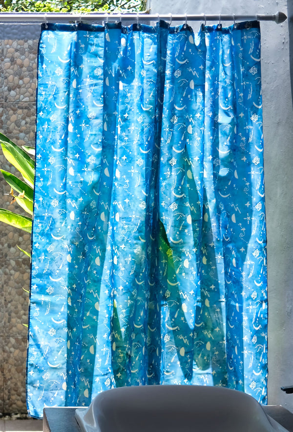 Moon Night Blue Shower Curtain Liner