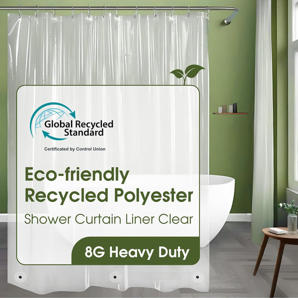 BOWERY HOME | Recycled Polyester Shower Curtain Liner - Clear